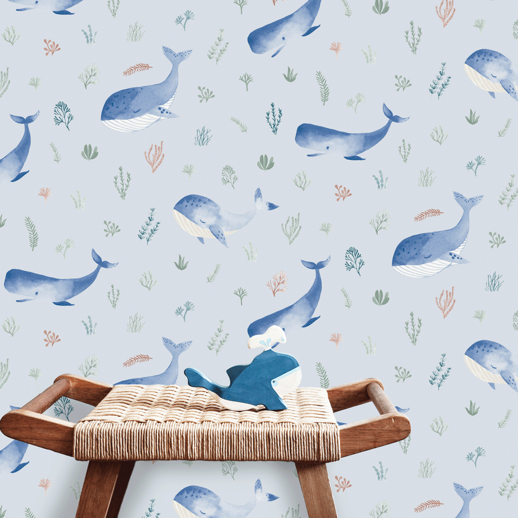 blue whale wallpaper design