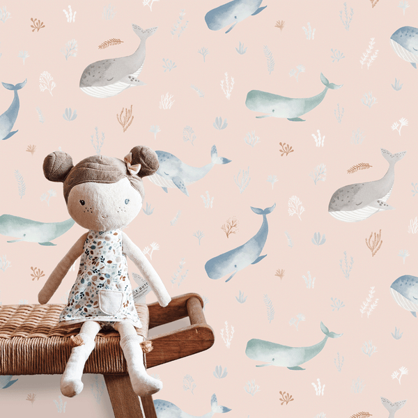 pink whale wallpaper