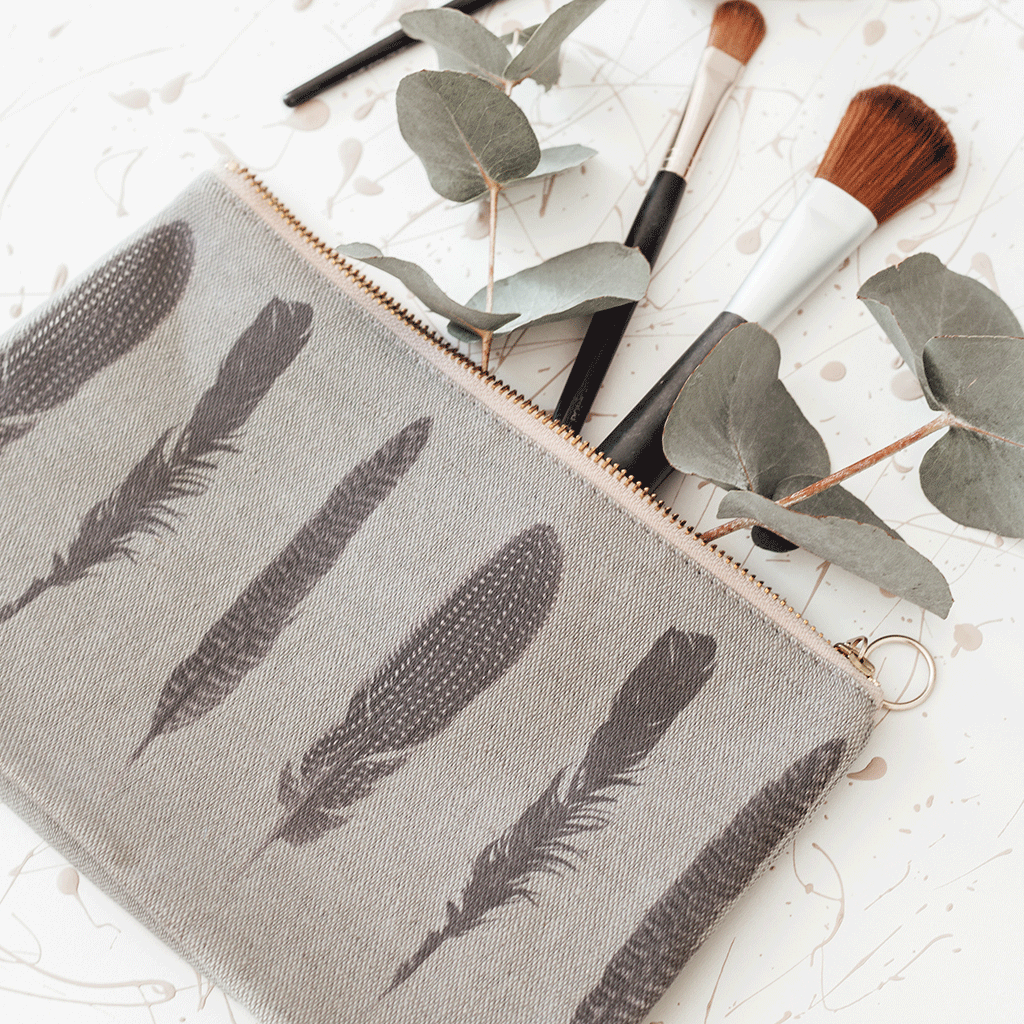 Stil Haven Feather Print Cosmetic Bag