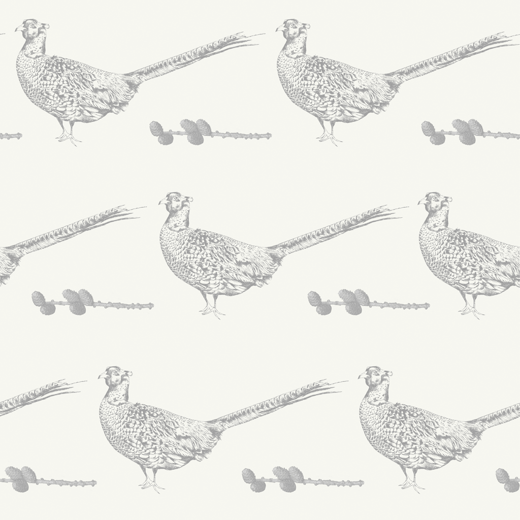 grey neutral pheasant pinecone country home non woven wallpaper - stil haven