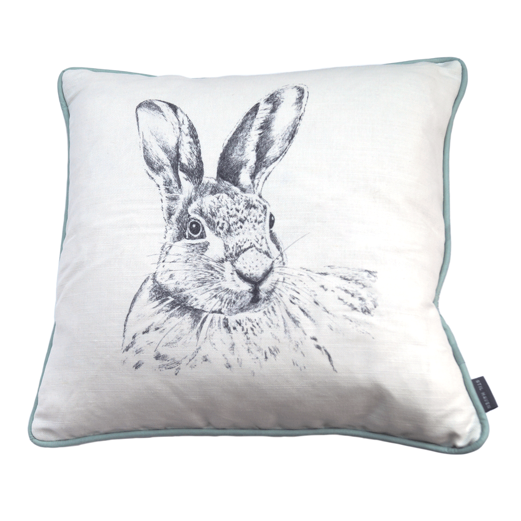 hare rabbit grey white cushion country home cushion - stil haven