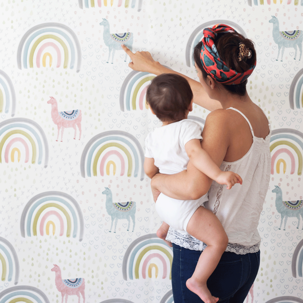 stil haven llamas and rainbows wallpaper kids room nursery