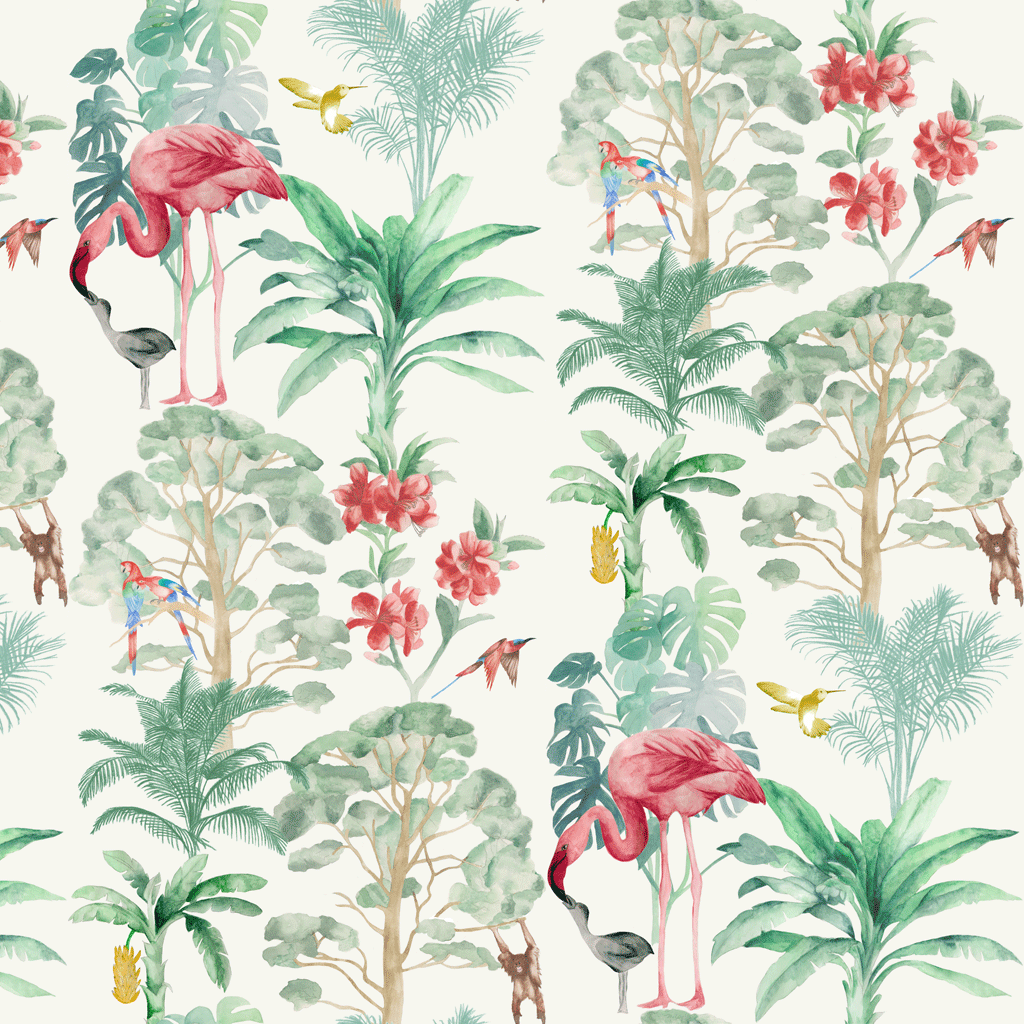 nova tropical print flamingo wallpaper for kids room