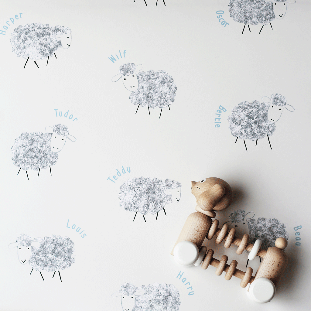 Stil Haven personalised nursery sheep wallpaper cream - stil haven