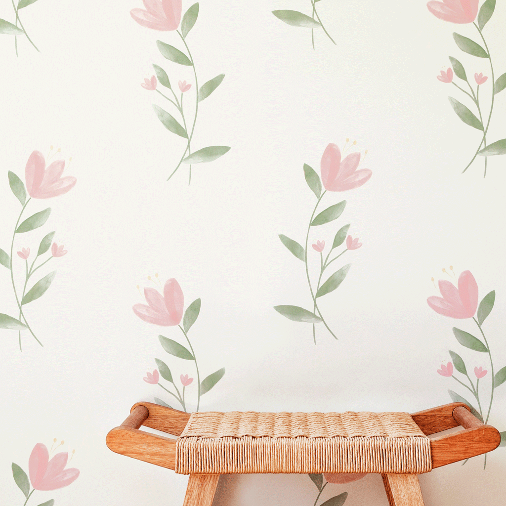 Stil Haven pink floral wallpaper tulips