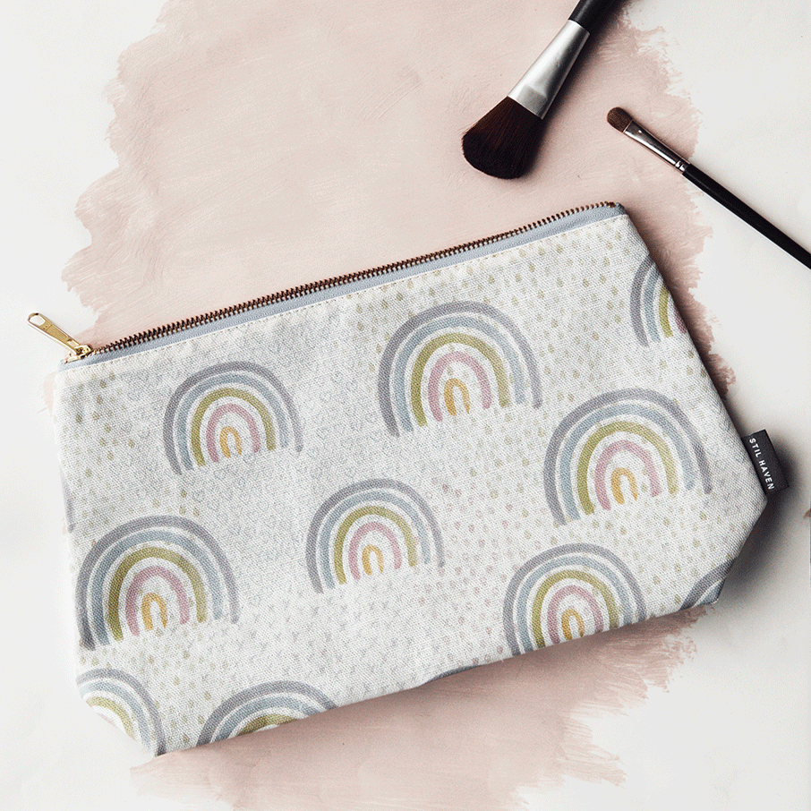 rainbow print wash bag