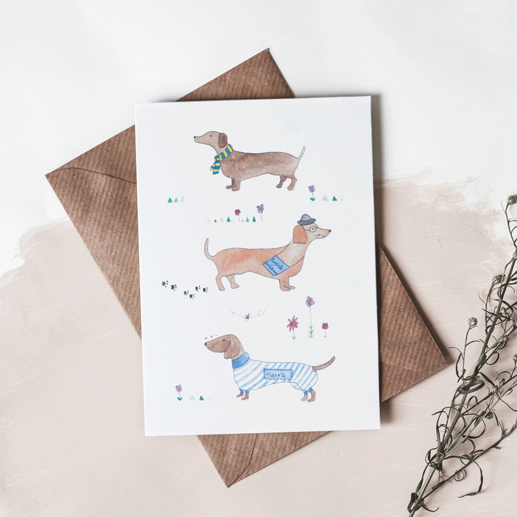 Stil Haven sausage dog greeting card