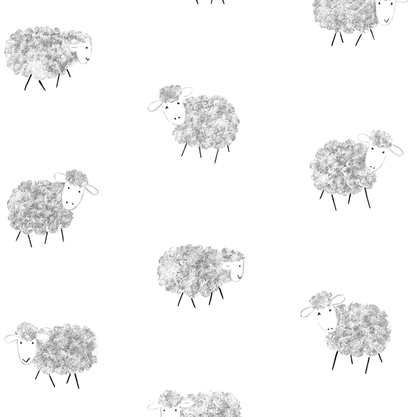 baa baa sheep nursery wallpaper, childrens wallpaper, hand painted wallpaper, designer wallpaper - stil haven