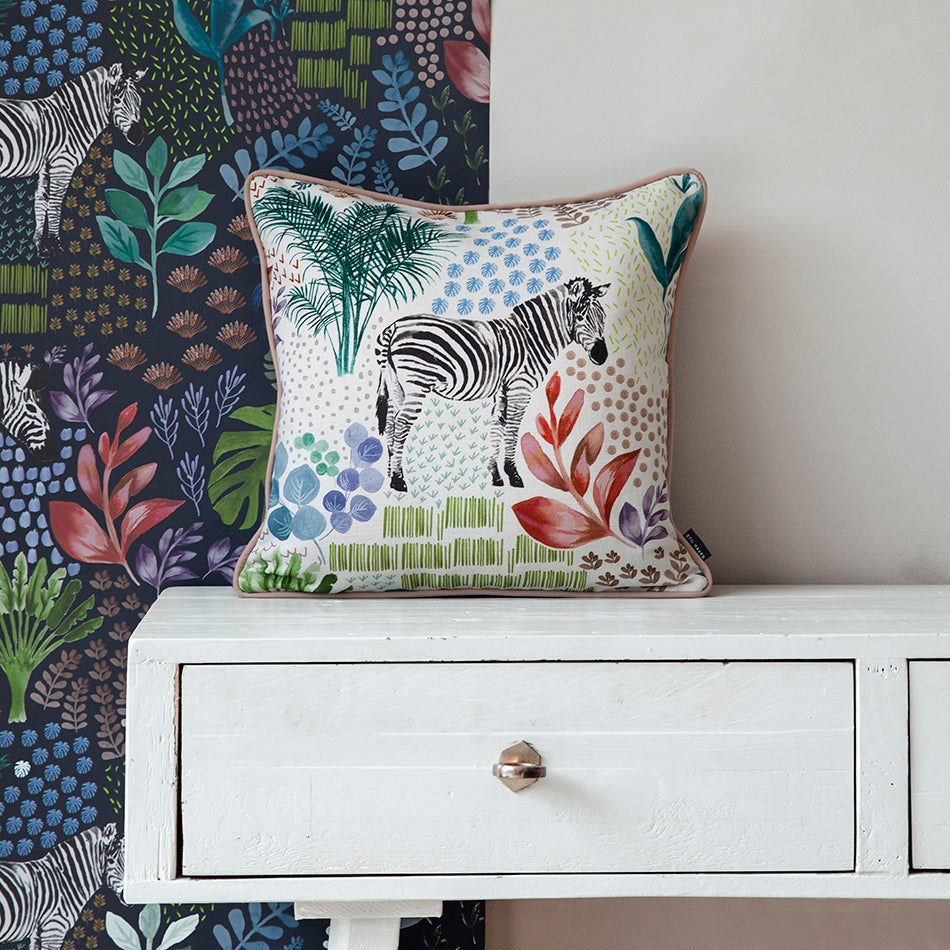 zebra white cushion tropical