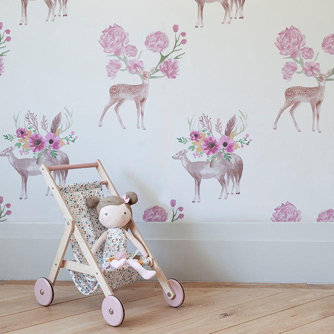 Stil Haven woodland wonder deer print nursery wallpaper