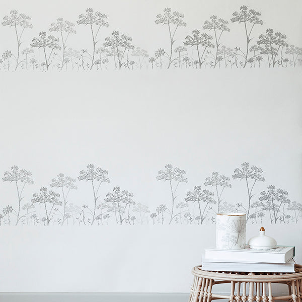 Stil Haven grey plant cow parsley stripe wallpaper