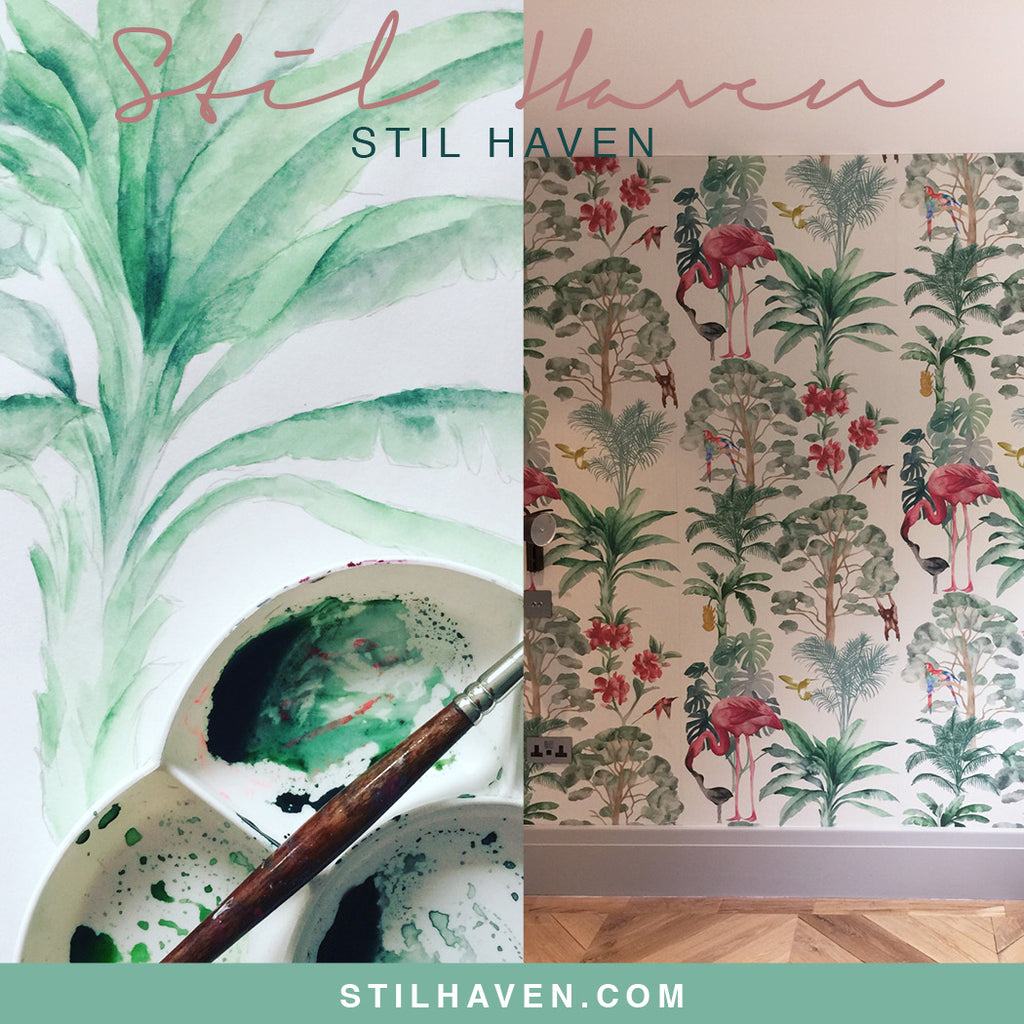 Tropical Hand Painted Wallpaper