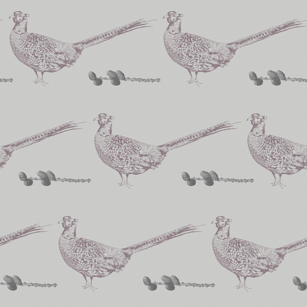 grey lilac pheasant pinecone country home non woven wallpaper - stil haven