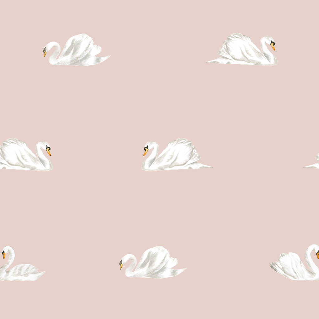 Wallpaper,　Baby　Swan　Wallpaper　Nursery　Room　Wallpaper,　Blush　Kids　Pink　–　STIL　HAVEN