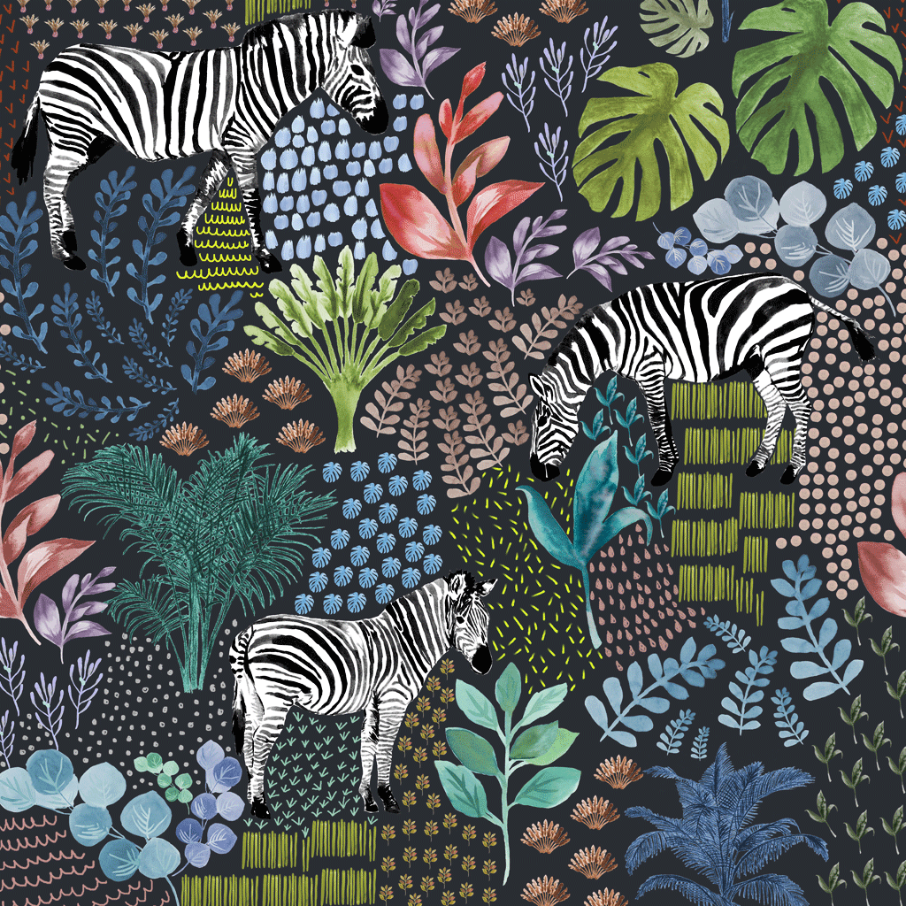 Stil Haven zebra safari print nursery wallpaper