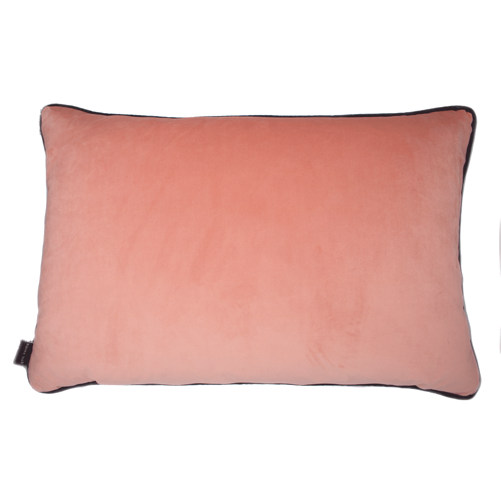 velvet reverse coral feather cushion - stil haven
