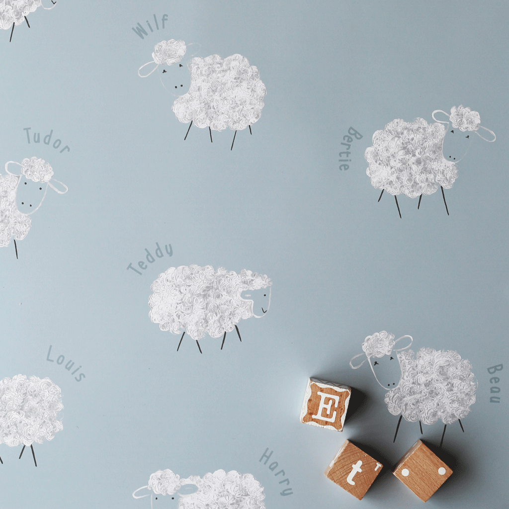 Stil Haven personalised blue sheep nursery wallpaper.png