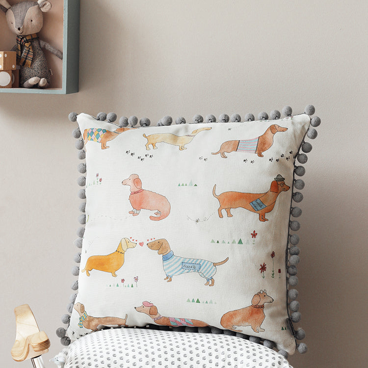 sausage dog print cushion - stil haven