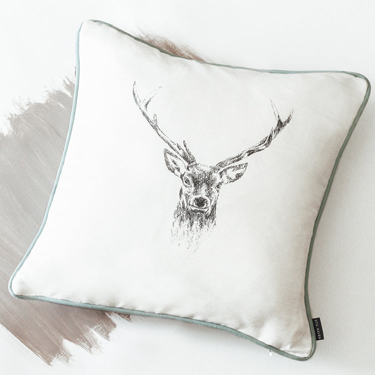 stag deer print woodland cushion - stil haven