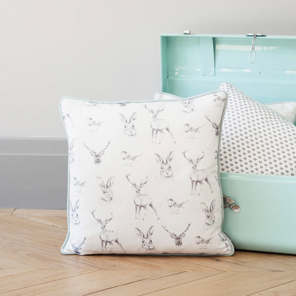 woodland animals deer print cushion  - stil haven